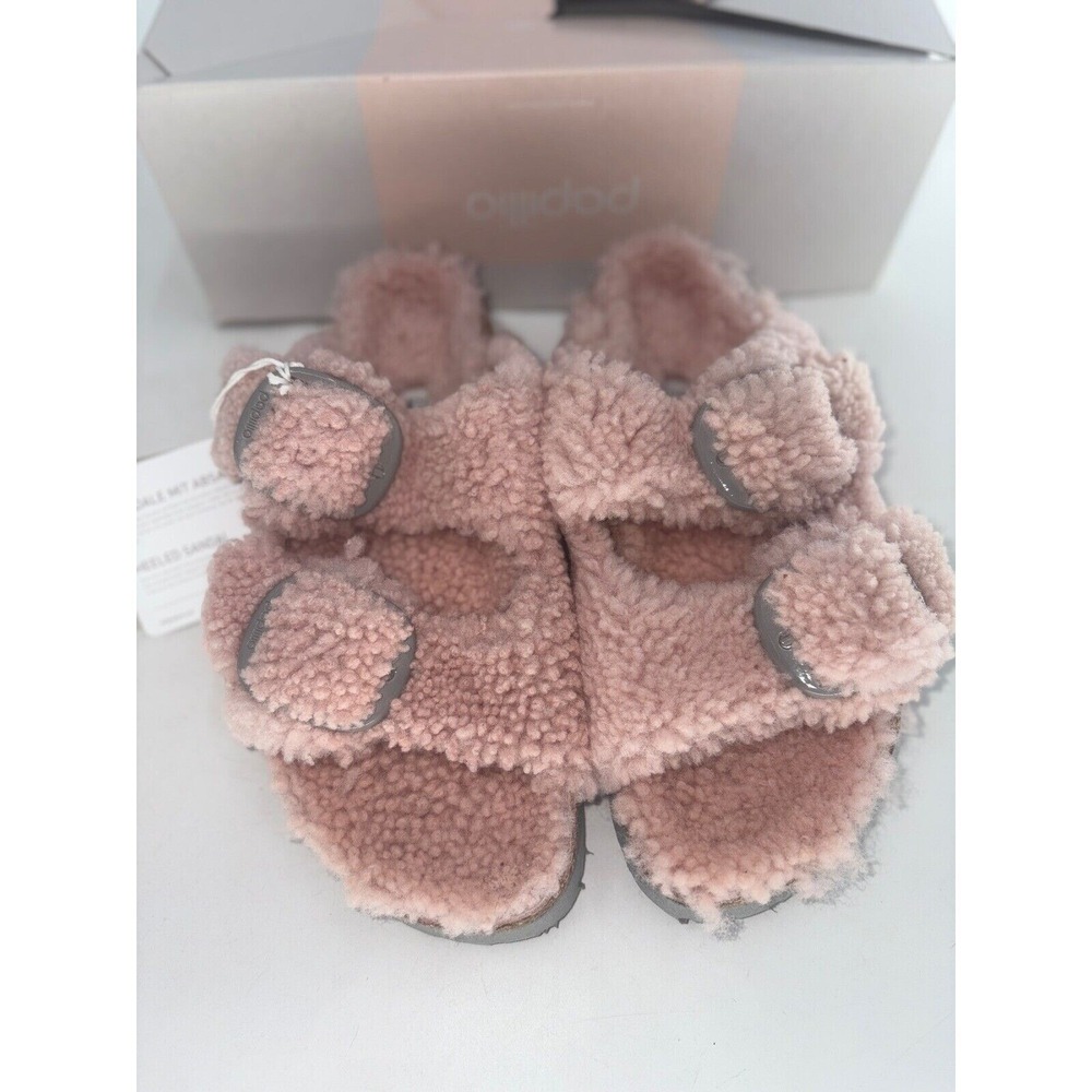 Birkenstock Papillio Sandals Arizona Big Buckle Pink‎ Shearling Women Size 8 New